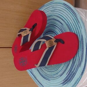 Red Flipflops "Ray" Wedge SZ 7.5 By Tory Burch